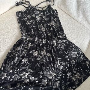 Floral Black and White Romper